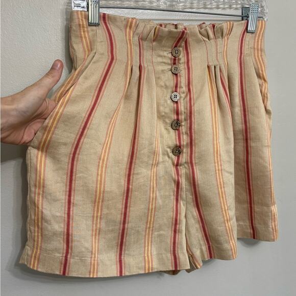 NWT Joie Maelina Linen Striped Paperbag High Waist Shorts in Porcelain - Size M - Picture 5 of 8